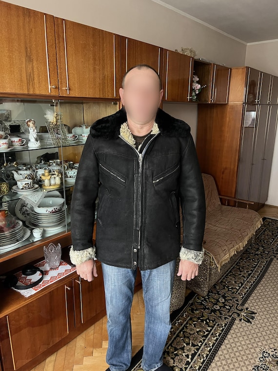 Size 52 Soviet Style Military Pilot Winter Pilot Fur Jacket USSR