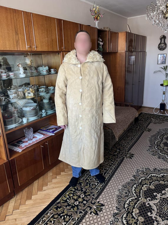 4XL! Winter Tulup Original Sheepskin White Soviet Army Officer