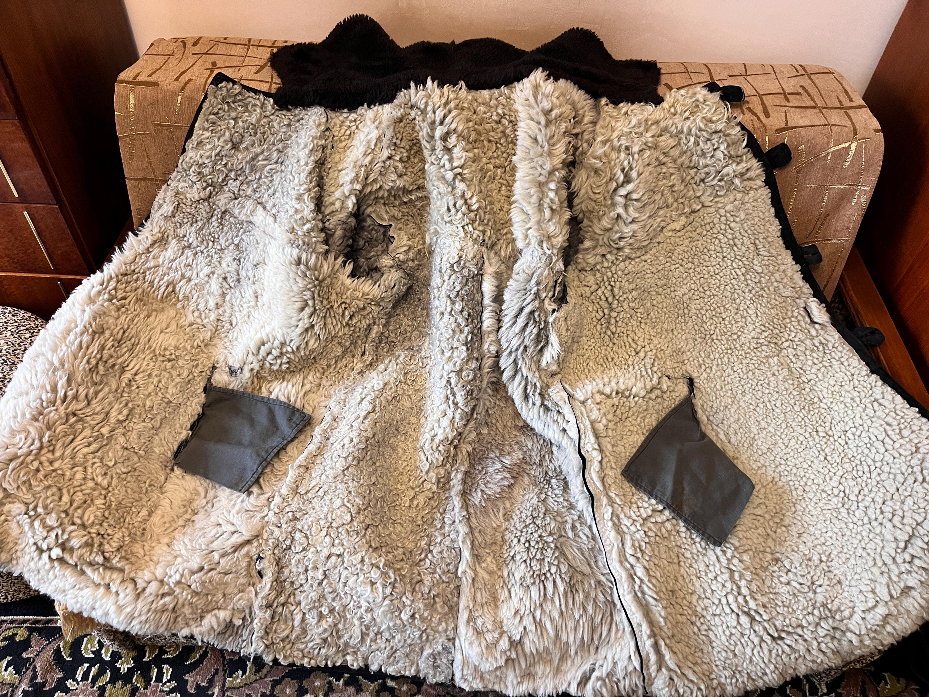 冬用チュルプオリジナルシープスキンサイズ56黒ソビエト軍将校ベケシャ