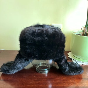 Mens Winter Fur Black Mink Hat Ushanka Hat for Strong  display picture 1