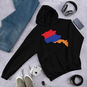 Sudadera con capucha unisex con mapa de la bandera armenia