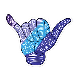 Loshangende Shaka Bubble-free stickers van vinyl