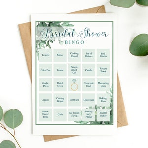Bridal Shower Bingo |  Greenery Bingo Game for Bridal Showers