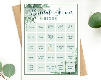 Juego de bingo con temática de vegetación para despedida de soltera (descarga digital)