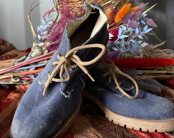 80’s Blue Canvas Lace Up Cottage Core Shoes by Oliver Timpson