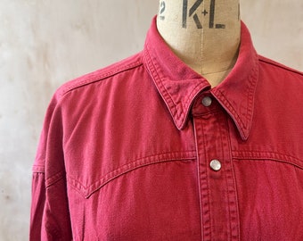 Vintage Western Red Denim Shirt by The Trader Jeans Company