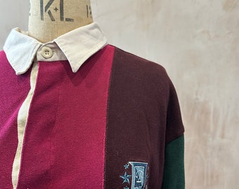 Vintage United Colors of Benetton Patchwork Panelled Jersey Rugby Shirt