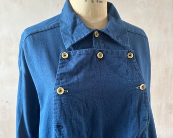 Vintage French Blue Chore Jacket Work Shirt