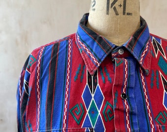 Vintage Red and Blue H bar C California Ranchwear Shirt