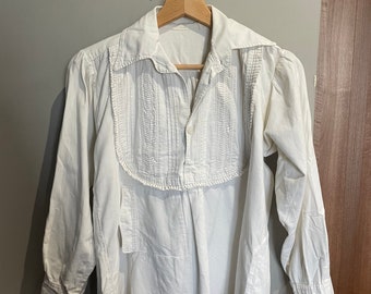 Vintage Ruffle Pleat Smock Shirt