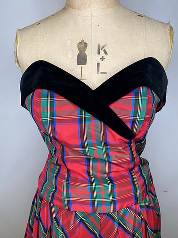 80's Mondi Gala Tartan Skirt Suit