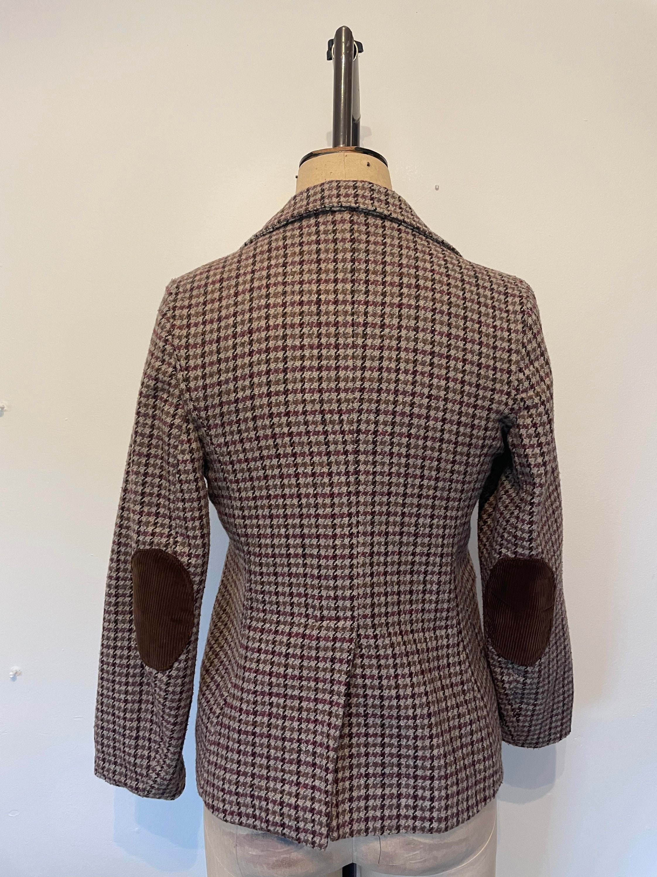 Vintage Houndstooth Jacket With Elbow Patches 