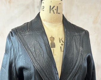 Vintage Black Leather Full Length Jacket