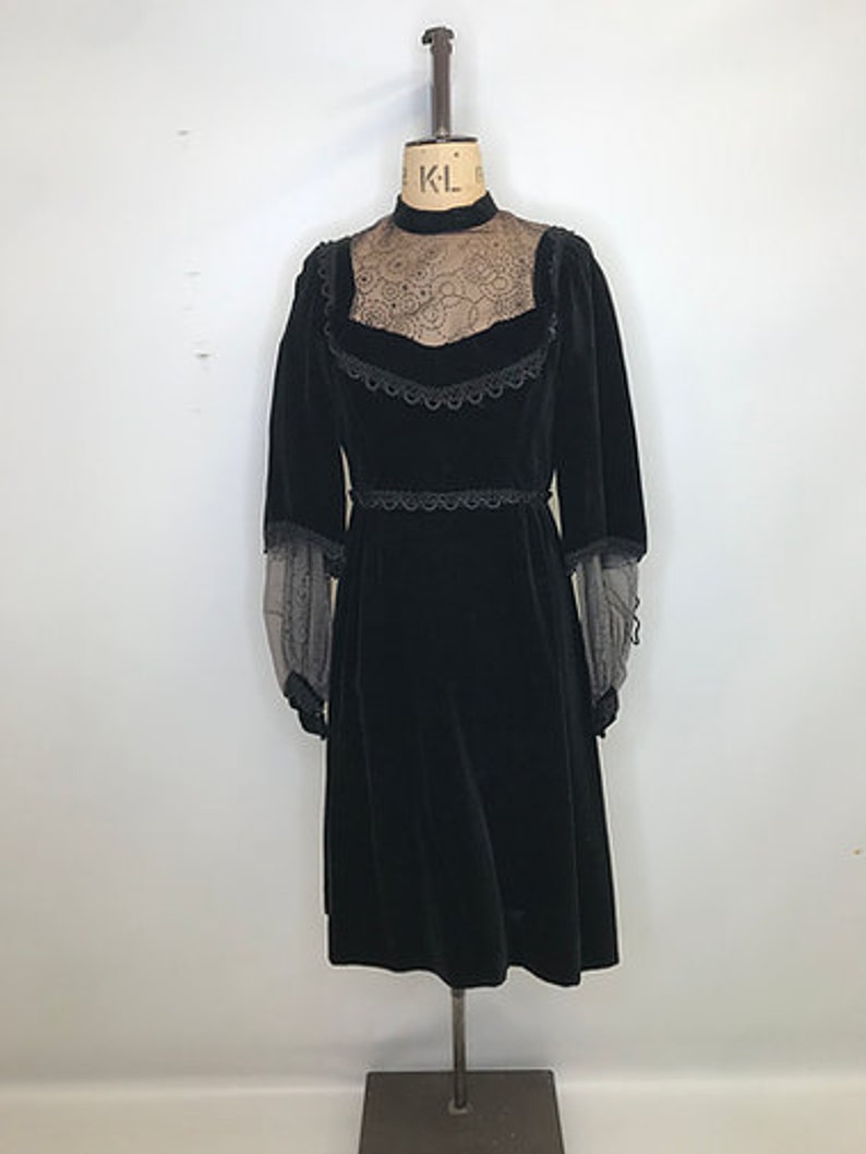 Victoriana 70's Vintage Velvet Dress image 2