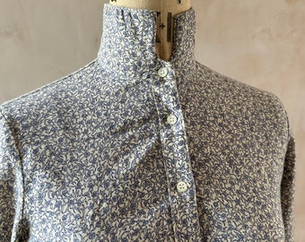 Vintage Blue Floral Brushed cotton Blouse - Viyella styled by London Pride