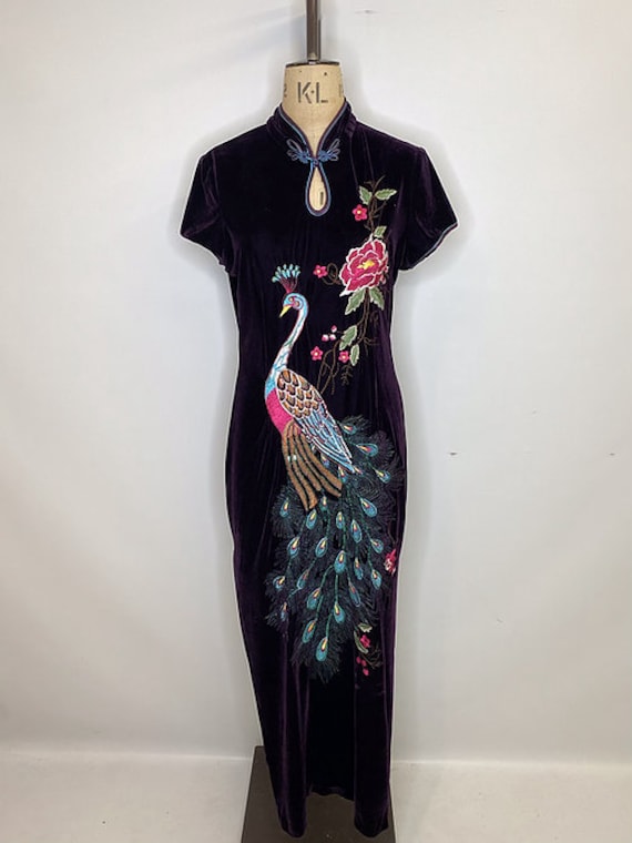 Y2K Velvet Oriental Maxi Dress
