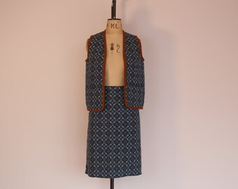 60’s Welsh Wool Waistcoat Skirt 2 Piece Suit