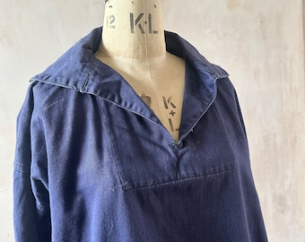 Vintage 1950's Fisherman Smock in French Blue a Chore Jacket Work Shirt by JAWBRAN