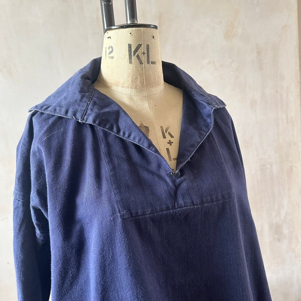 Vintage 1950's Fisherman Smock in French Blue a Chore Jacket Work Shirt by JAWBRAN