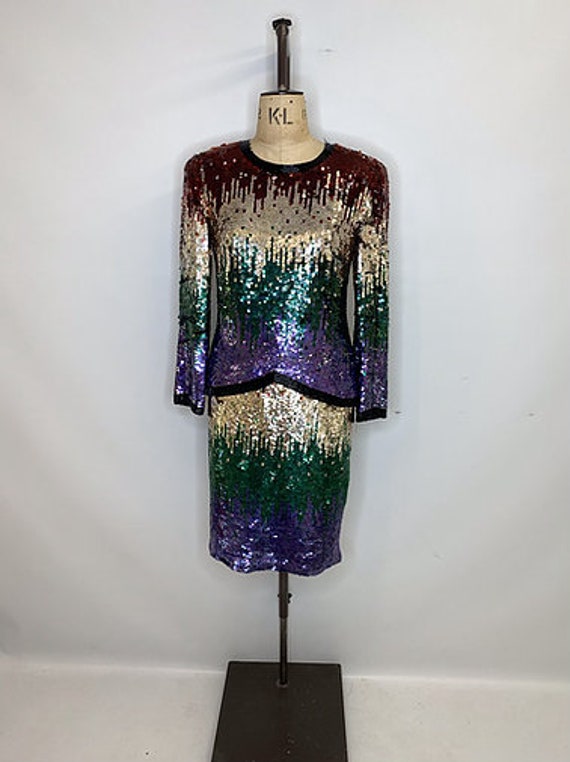 80's Vintage Frank Usher Sequin Suit - image 2