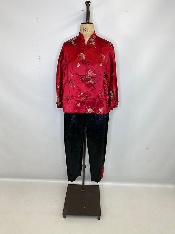 Oriental Print Red Suit
