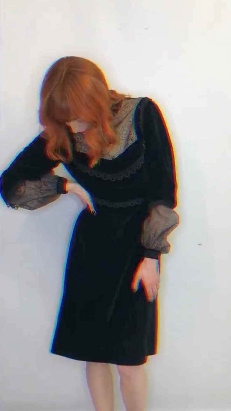 Victoriana 70's Vintage Velvet Dress image 4