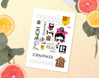 Compass Real Estate  Sticker Sheet for Laptop, Phone Case, Notebook, etc.