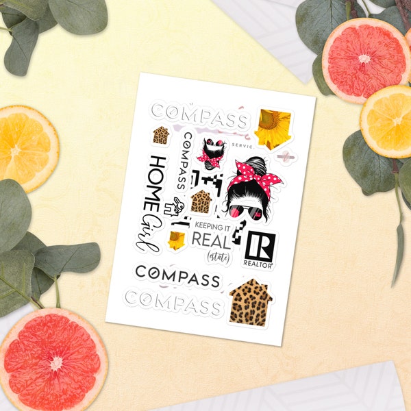 Compass Real Estate  Sticker Sheet for Laptop, Phone Case, Notebook, etc.