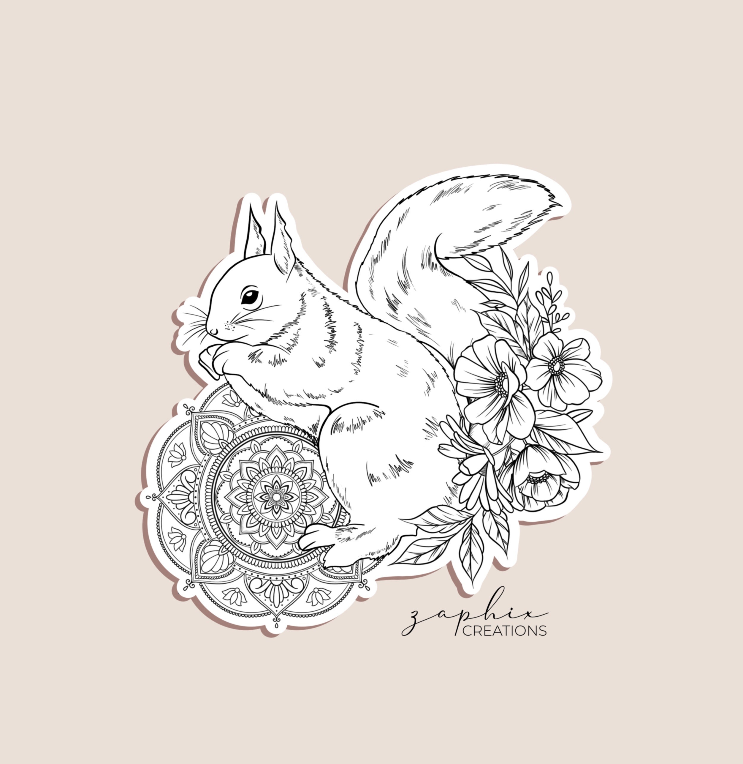 NEUE Eichhörnchen Mandala floral Tattoo-Stil Aufkleber | Etsy