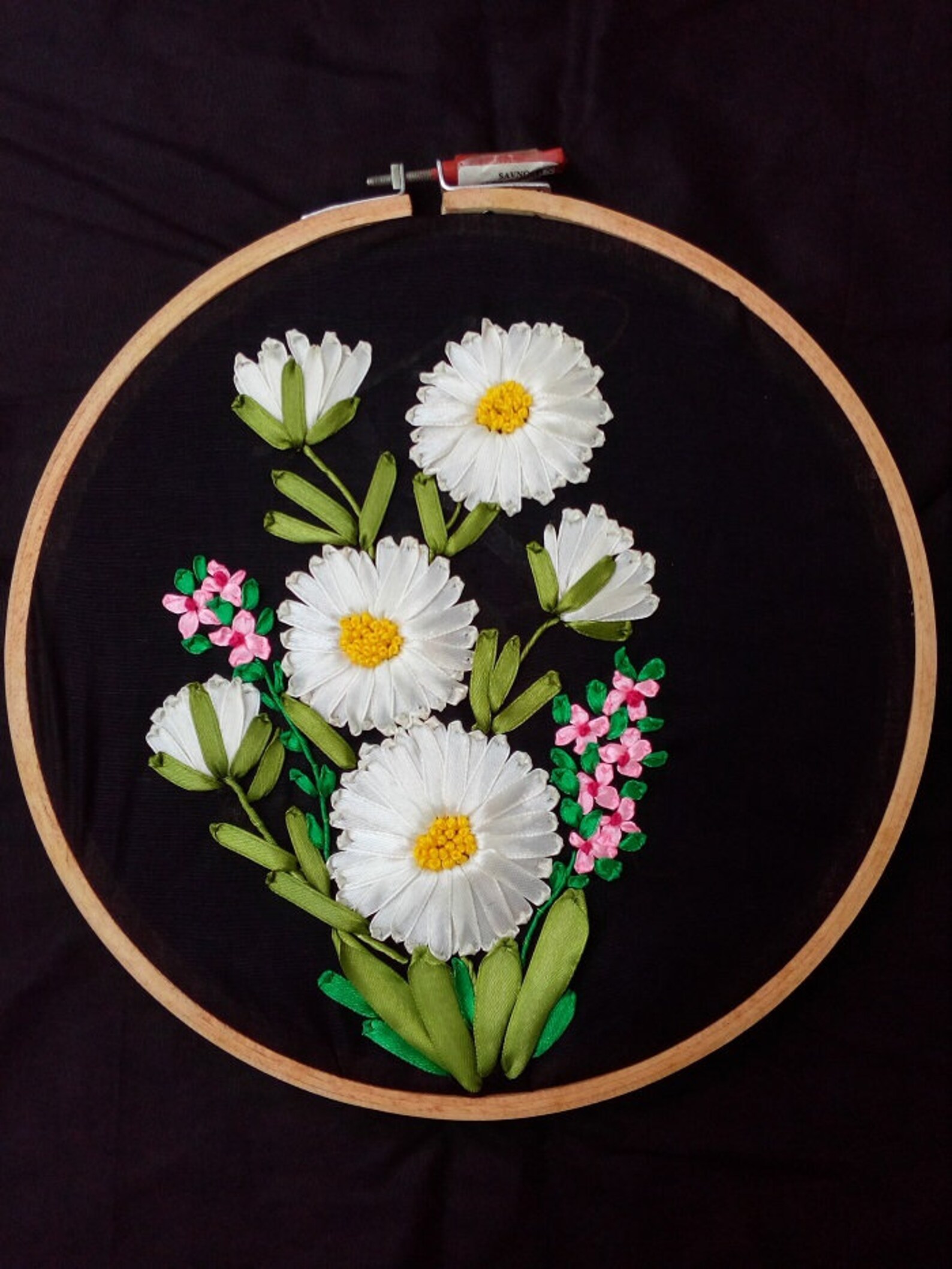 Silk Roses Ribbon Embroidery Wall Hanging Art in Wooden Hoop Etsy