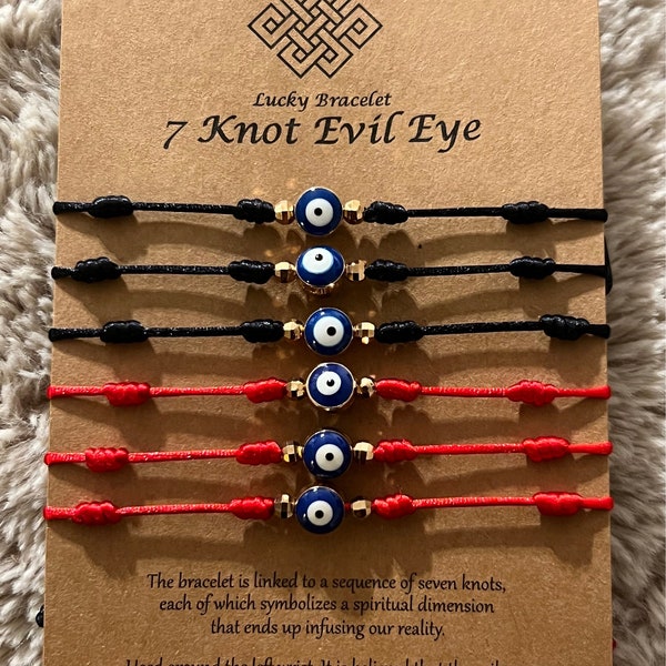 7 knot Evil Eye bracelets ,Mal de Ojo Pulseras, Nazar Bracelet,Family Matching Evil Eyes