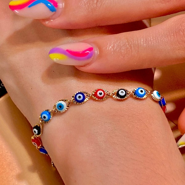 Evil Eye Bracelet, Mal de ojo Pulsera, ojo bracelet for women,Multi color Evil eye bracelet/Good luck Bracelet,dainty evil eye,gift for her