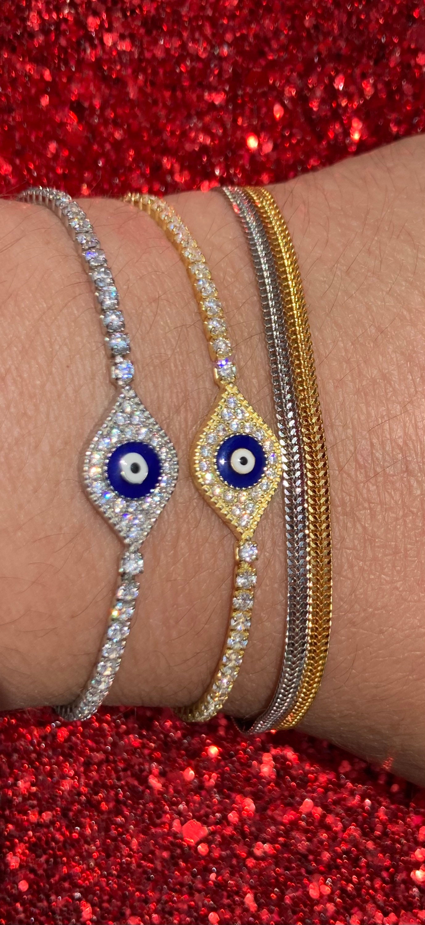 thumbnail image 2 of Dainty Evil Eye Tennis Bracelets – MK LUCKY JEWELRY 2 of 12