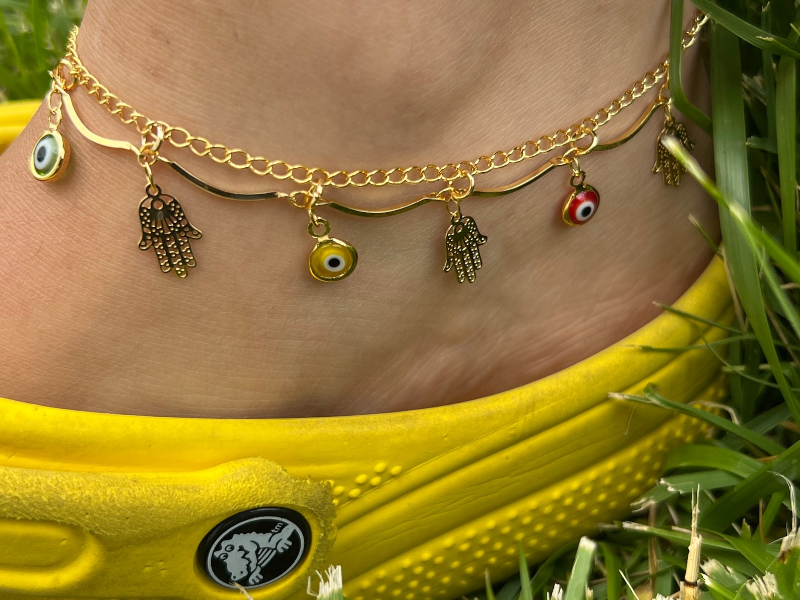 Evil Eye Ankle Bracelet/hamsa Anklet/ Good Luck Charm Anklet/ Etsy