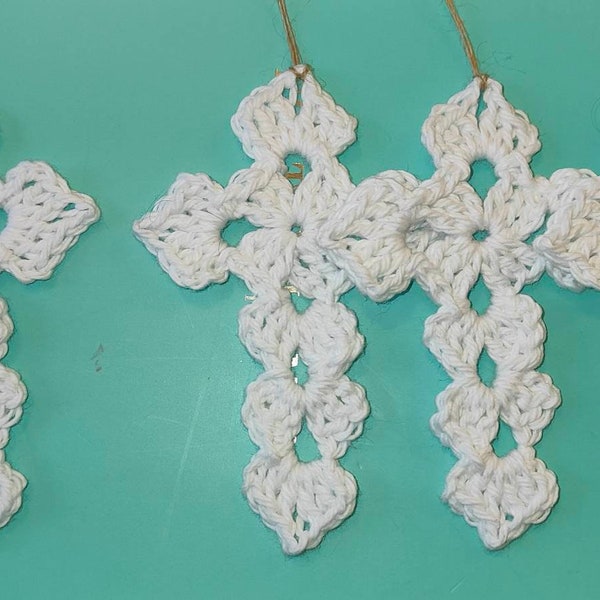 Pk 4 white. Cochet cross hanging decoration Easter Easter tree