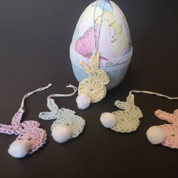 Handmade crochet easter decorations x5 bunny rabbit for easter tree multicolour