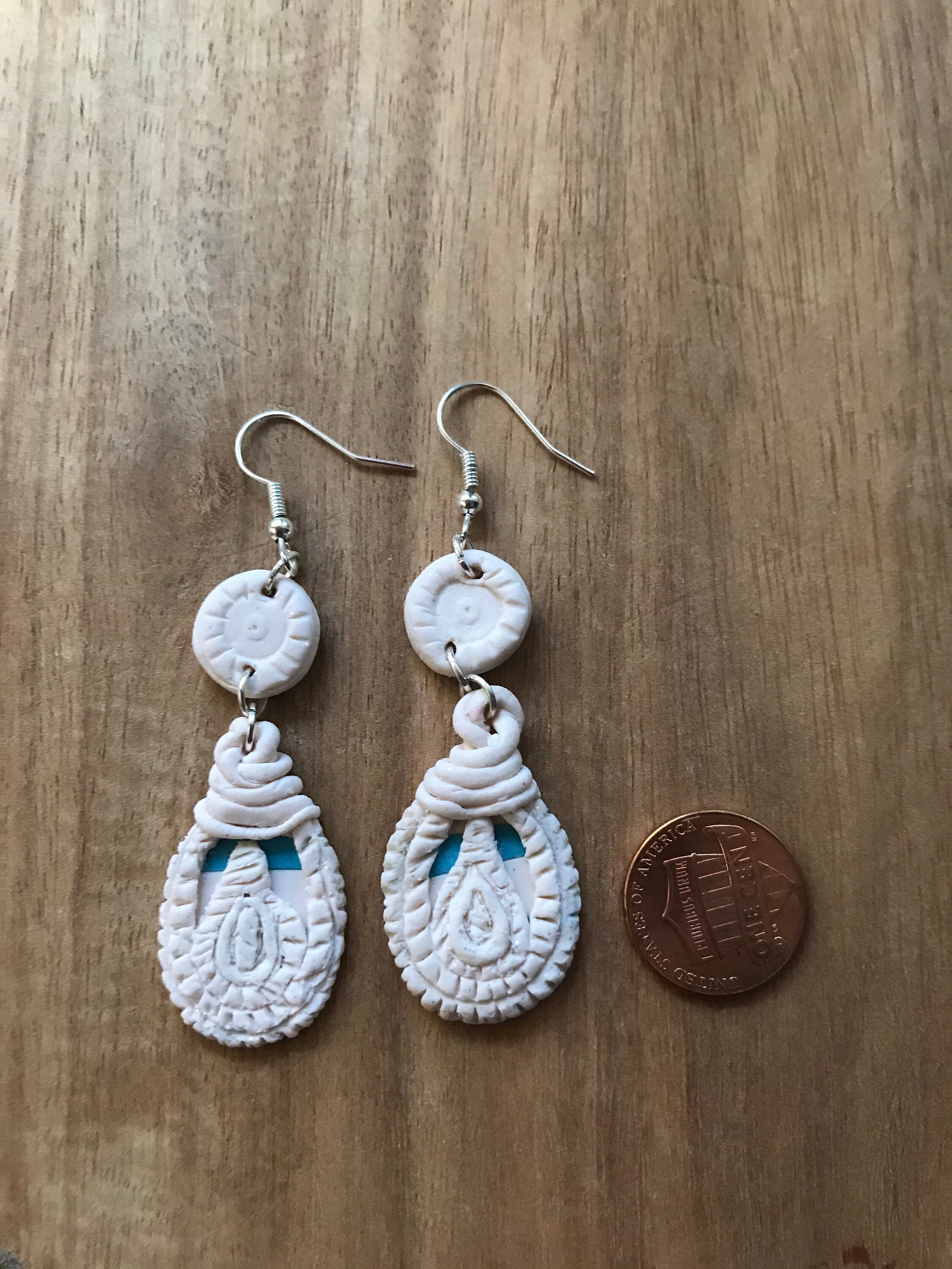Weiße moderne Aussage Ohrringe handgemachte Polymer Clay | Etsy