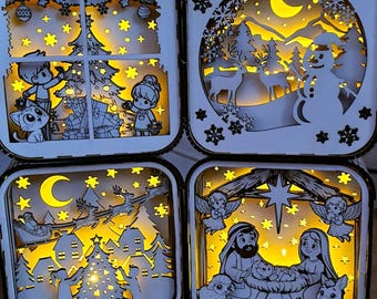 3D Christmas Shadow Box SVG | Laser Cut Files (Digital Download)