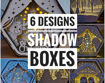 Christmas Shadow Box SVG Bundle | Laser Cut Files (Digital Download)