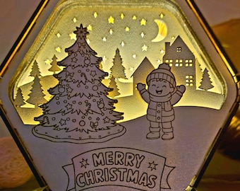 Hexagon Christmas Shadow Box | Laser Cut SVG (Digital File)