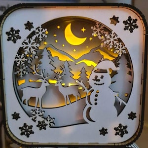 Snowman Shadow Box SVG | 3D Christmas Laser Cut File (Digital Download)