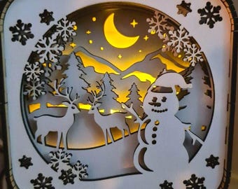 Snowman Shadow Box SVG | 3D Christmas Laser Cut File (Digital Download)