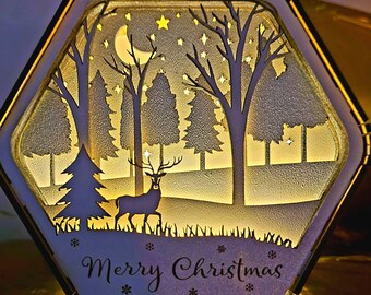 Reindeer Christmas Shadow Box SVG | 3D Laser Cut File (Digital Download)