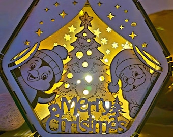 Hexagon Christmas Shadow Box SVG | Laser Cut File (Digital Download)