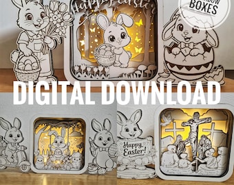 Easter Shadow Box Bundle | Bunny, Christian Scenes, Laser Cut File (Digital Download)
