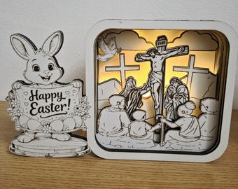Christian Easter Shadow Box SVG, Jesus Cross Laser Cut File (Digital Download)