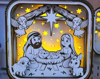 Nativity Scene Shadow Box SVG | 6 Layer Laser Cut File (Digital Download)