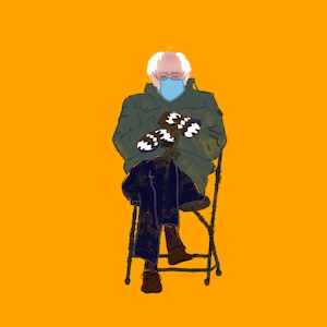 Bernie Sanders Mitten Meme Portret 12x18 Poster Print
