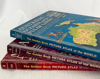 The Golden Book Picture Atlas of the World- Asia Africa Australia Volumes 4,5,6