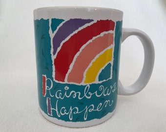 Vintage 80s/90s Rainbows Happen Papel Freelance Mug - Love Friendship LGBT Pride